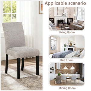 English Elm Dining Chair Set of 4 Grey Chenille Upholstered Rubberwood Seats for Modern Kitchen W1998P375155