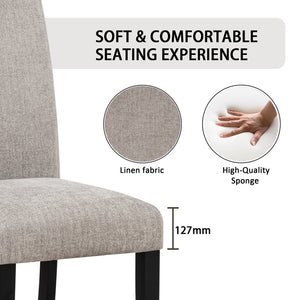 English Elm Dining Chair Set of 4 Grey Chenille Upholstered Rubberwood Seats for Modern Kitchen W1998P375155