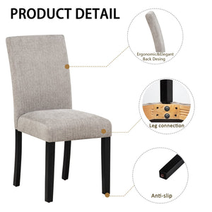 English Elm Dining Chair Set of 4 Grey Chenille Upholstered Rubberwood Seats for Modern Kitchen W1998P375155