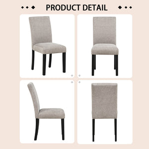 English Elm Dining Chair Set of 4 Grey Chenille Upholstered Rubberwood Seats for Modern Kitchen W1998P375155