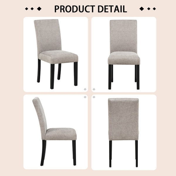 English Elm Dining Chair Set of 4 Grey Chenille Upholstered Rubberwood Seats for Modern Kitchen W1998P375155