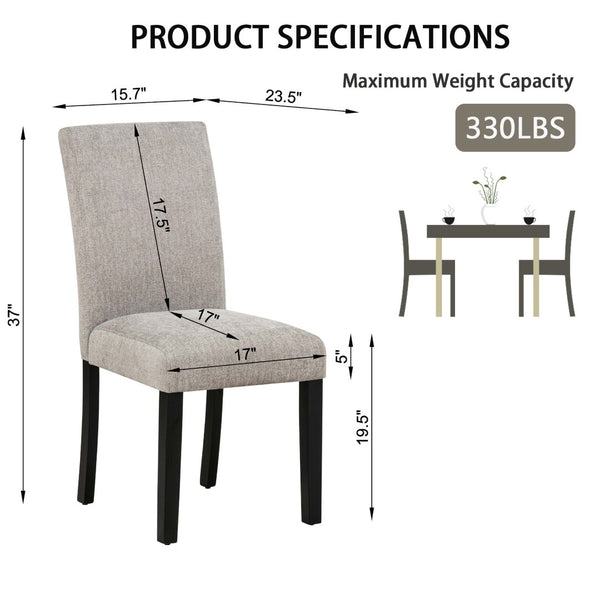 English Elm Dining Chair Set of 4 Grey Chenille Upholstered Rubberwood Seats for Modern Kitchen W1998P375155