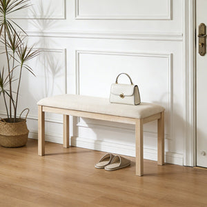 English Elm 38-inch Linen Upholstered Bench with Solid Wood Legs for Bedroom Hallway or Dining W1998P396214