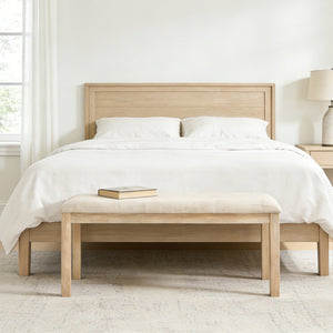 English Elm 38-inch Linen Upholstered Bench with Solid Wood Legs for Bedroom Hallway or Dining W1998P396214