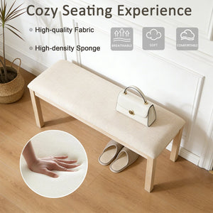 English Elm 38-inch Linen Upholstered Bench with Solid Wood Legs for Bedroom Hallway or Dining W1998P396214