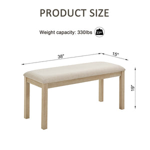 English Elm 38-inch Linen Upholstered Bench with Solid Wood Legs for Bedroom Hallway or Dining W1998P396214