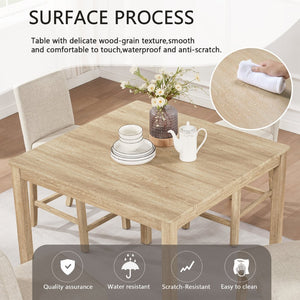 English Elm 5-piece Counter Height Dining Set Rubberwood Chairs Upholstered Linen Kitchen Table W1998P418965