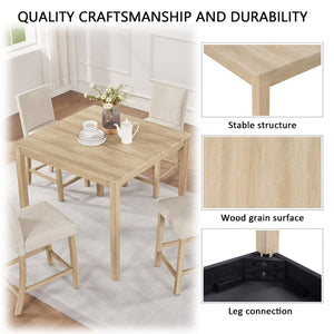 English Elm 5-piece Counter Height Dining Set Rubberwood Chairs Upholstered Linen Kitchen Table W1998P418965