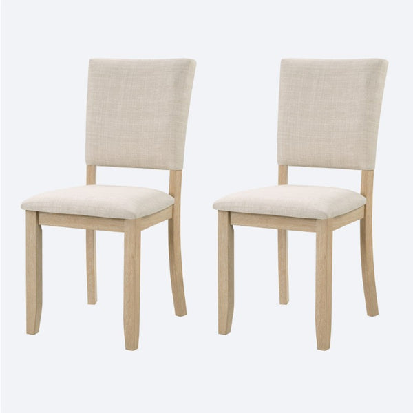 English Elm Dining Chairs Set of 2 Nordic Minimalist Rubberwood Frame with Linen Padded Seat W1998P429703