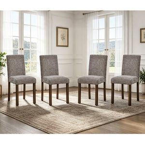 English Elm Dining Chairs Set of 4 Rubberwood Walnut Finish Chenille Cushion High Back W1998P470146