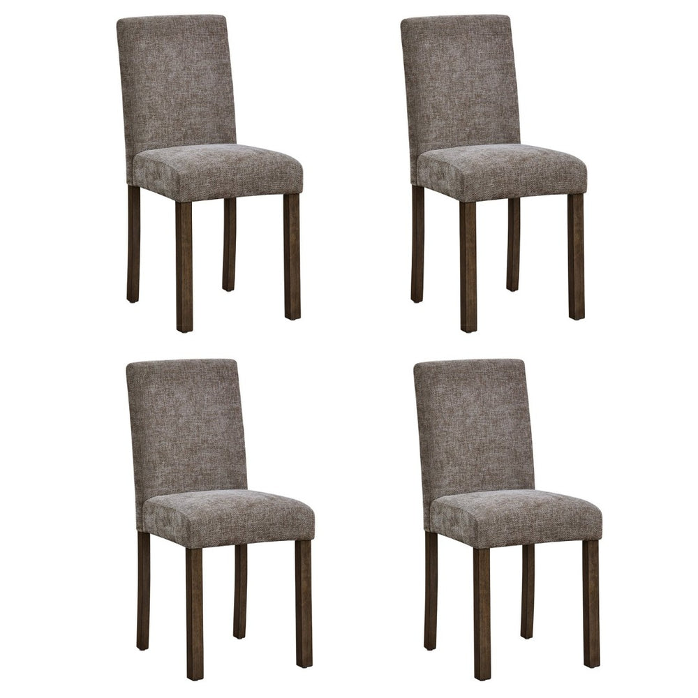 English Elm Dining Chairs Set of 4 Rubberwood Walnut Finish Chenille Cushion High Back W1998P470146