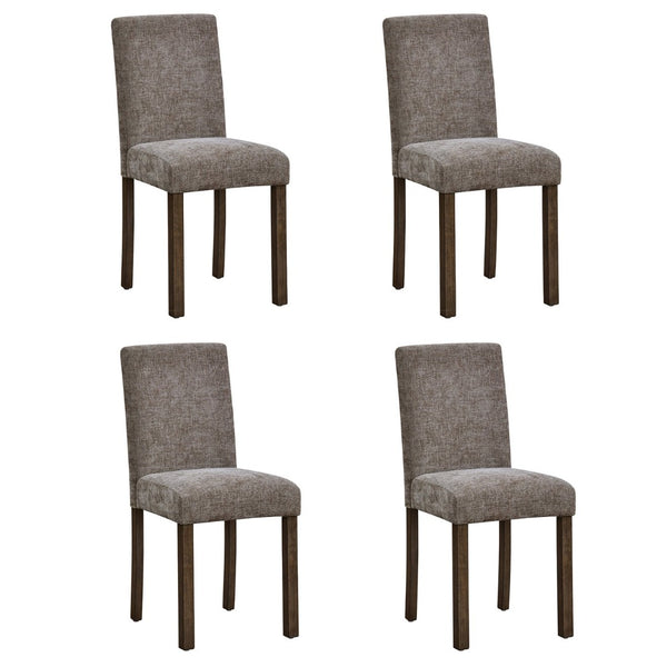 English Elm Dining Chairs Set of 4 Rubberwood Walnut Finish Chenille Cushion High Back W1998P470146