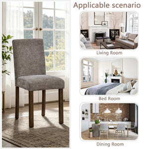 English Elm Dining Chairs Set of 4 Rubberwood Walnut Finish Chenille Cushion High Back W1998P470146