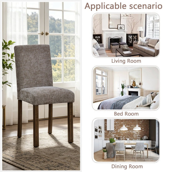 English Elm Dining Chairs Set of 4 Rubberwood Walnut Finish Chenille Cushion High Back W1998P470146