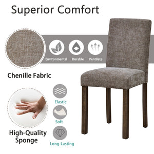 English Elm Dining Chairs Set of 4 Rubberwood Walnut Finish Chenille Cushion High Back W1998P470146
