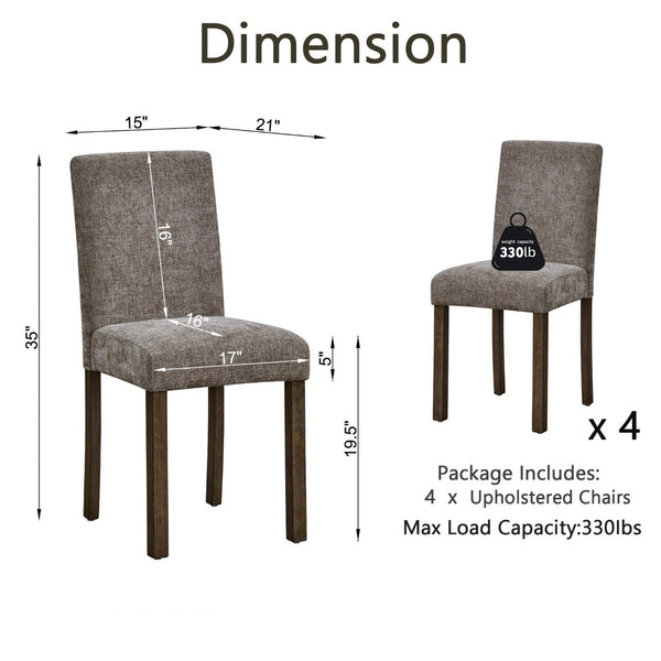 English Elm Dining Chairs Set of 4 Rubberwood Walnut Finish Chenille Cushion High Back W1998P470146