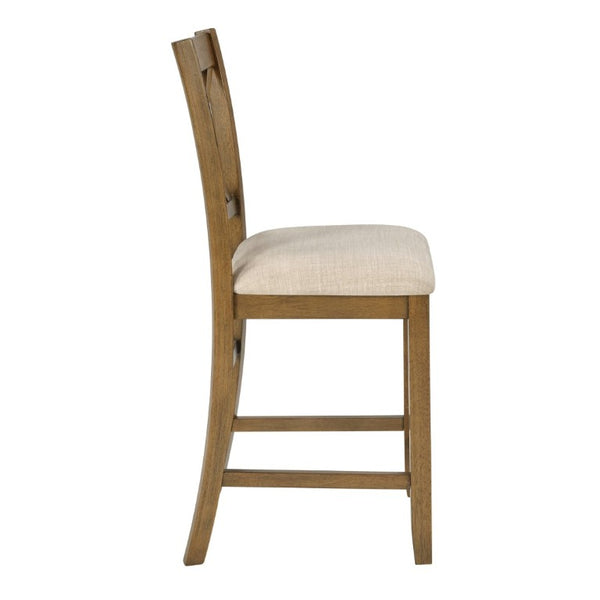 English Elm Dining Chairs Set of 4 Rubberwood X-Back Counter Height with Cushioned Oak Seats W1998P476921