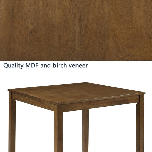 English Elm Wooden Oak Finish Square Dining Table Seats Four with Rubberwood Legs for Small Spaces W1998P485002