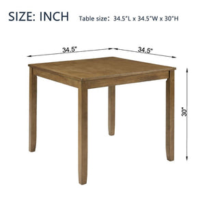 English Elm Wooden Oak Finish Square Dining Table Seats Four with Rubberwood Legs for Small Spaces W1998P485002