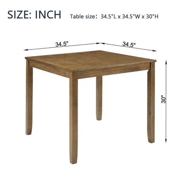 English Elm Wooden Oak Finish Square Dining Table Seats Four with Rubberwood Legs for Small Spaces W1998P485002