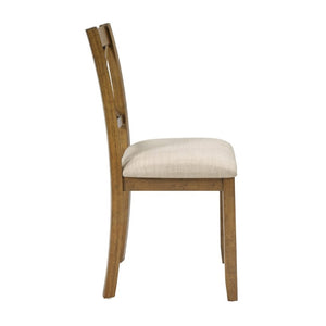 English Elm Dining Chairs Set of 4 X-Back Rubberwood with Linen Cushions in Oak Finish W1998P485004
