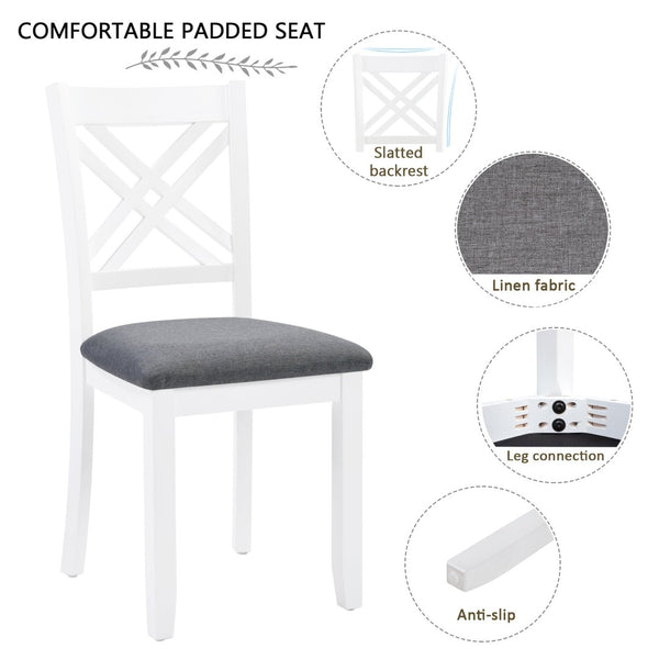 English Elm 6 Piece Farmhouse Dining Set Rubberwood Table Linen Chairs Bench Seats Six W1998S00106