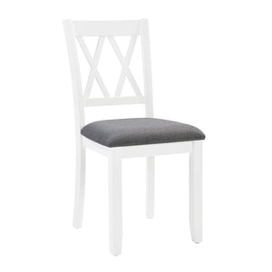 English Elm Modern Rubberwood Dining Set for Six with Linen X-Back Chairs and Scratch-Resistant Table Grey+White - B W1998S00108