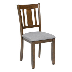 English Elm Modern Rectangular Dining Set Seats Six with Upholstered Linen Chairs and Walnut Rubberwood W1998S00109