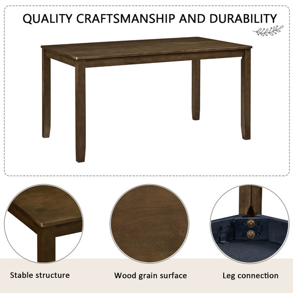 English Elm Modern 7 Piece Walnut Dining Set with Ergonomic Upholstered Chairs for Six Guests W1998S00111