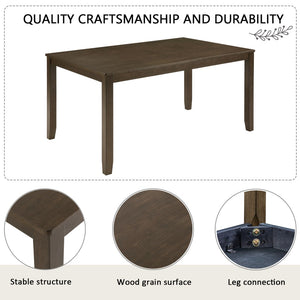 English Elm 6-piece Farmhouse Dining Set with Bench Upholstered Chairs Walnut Rubberwood Table W1998S00113