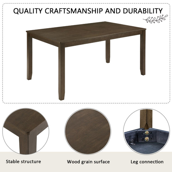 English Elm 6-piece Farmhouse Dining Set with Bench Upholstered Chairs Walnut Rubberwood Table W1998S00113