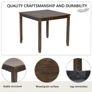 English Elm 5-piece Farmhouse Dining Set Rubberwood Table Chenille Chairs Walnut Kitchen W1998S00114