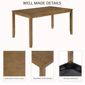 English Elm Oak Farmhouse Six Piece Dining Set with Rubberwood Frame Bench and X-Back Chairs W1998S00115