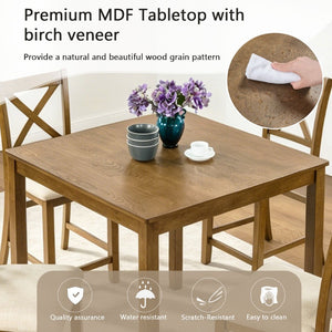 English Elm Oak Finish Square Counter Height Dining Set with X-back Chairs for Compact Kitchens W1998S00117