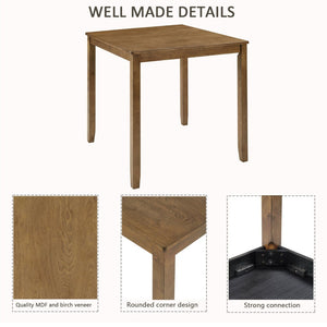 English Elm Oak Finish Square Counter Height Dining Set with X-back Chairs for Compact Kitchens W1998S00117