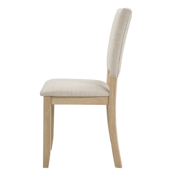 English Elm 7-piece Scandinavian Rubberwood Dining Set Seats Six with Linen Upholstered Chairs W1998S00118