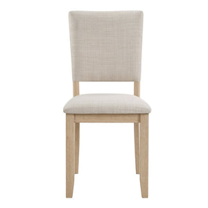 English Elm 7-piece Scandinavian Rubberwood Dining Set Seats Six with Linen Upholstered Chairs W1998S00118