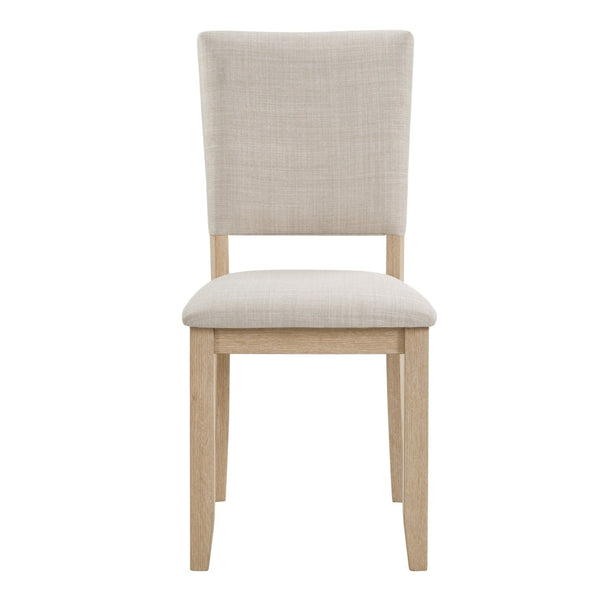 English Elm 7-piece Scandinavian Rubberwood Dining Set Seats Six with Linen Upholstered Chairs W1998S00118