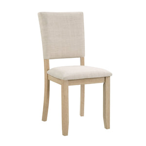 English Elm 7-piece Scandinavian Rubberwood Dining Set Seats Six with Linen Upholstered Chairs W1998S00118