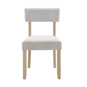 English Elm 7-Piece Japandi Dining Set Rubberwood Table with Six Linen Upholstered Ergonomic Chairs W1998S00120