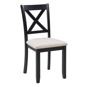 English Elm 6-Piece Farmhouse Dining Set Rubberwood Table X-Back Chairs Bench Padded Linen Seats W1998S00124