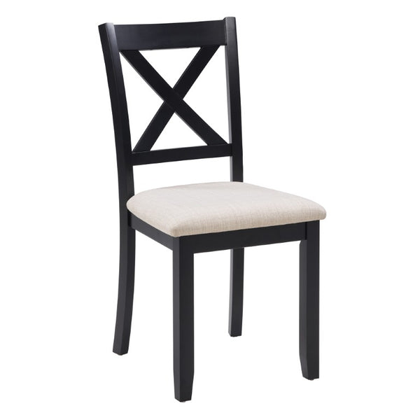English Elm 6-Piece Farmhouse Dining Set Rubberwood Table X-Back Chairs Bench Padded Linen Seats W1998S00124