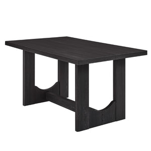 English Elm 6-Piece Farmhouse Dining Set with Bench Rubberwood Table and PU Leather Chairs W1998S00127