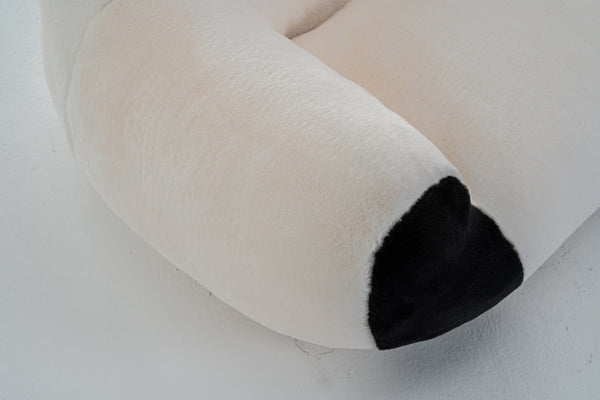 English Elm Panda-shaped Beanbag Chair Faux Fur Kids Playroom Accent Sculptural Foam Seat W2012P399207