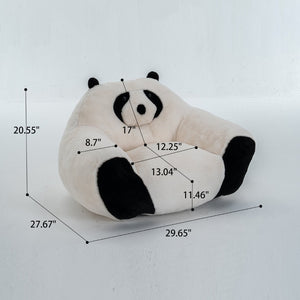 English Elm Panda-shaped Beanbag Chair Faux Fur Kids Playroom Accent Sculptural Foam Seat W2012P399207