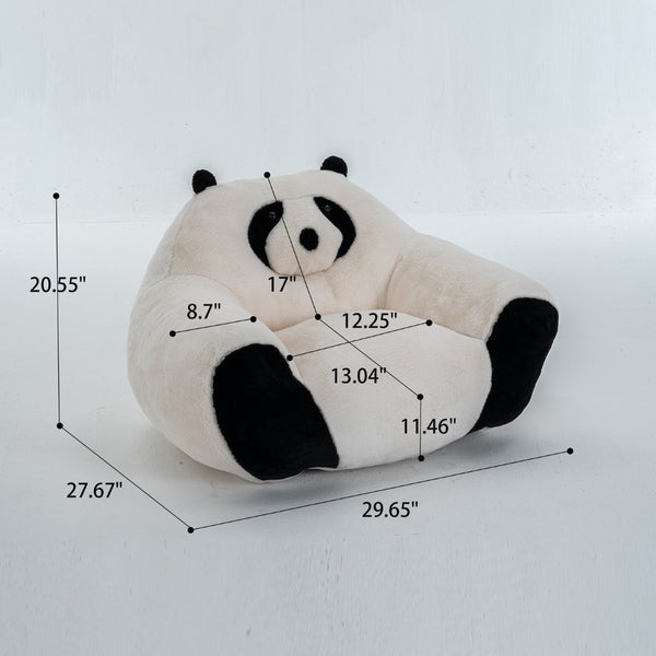 English Elm Panda-shaped Beanbag Chair Faux Fur Kids Playroom Accent Sculptural Foam Seat W2012P399207