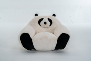 English Elm Panda-shaped Beanbag Chair Faux Fur Kids Playroom Accent Sculptural Foam Seat W2012P399207