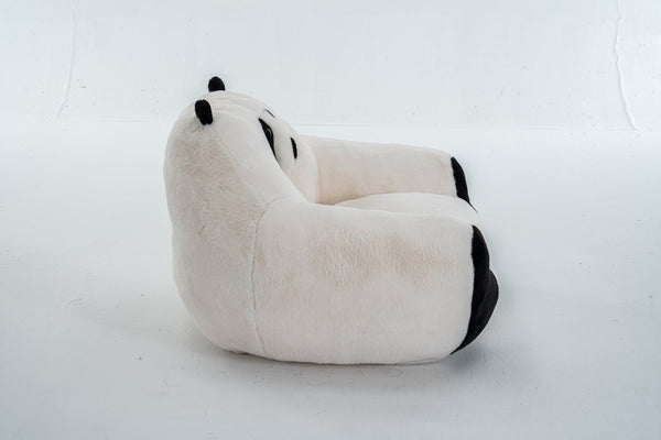 English Elm Panda-shaped Beanbag Chair Faux Fur Kids Playroom Accent Sculptural Foam Seat W2012P399207