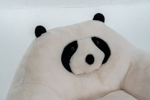 English Elm Panda-shaped Beanbag Chair Faux Fur Kids Playroom Accent Sculptural Foam Seat W2012P399207