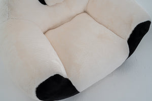 English Elm Panda-shaped Beanbag Chair Faux Fur Kids Playroom Accent Sculptural Foam Seat W2012P399207